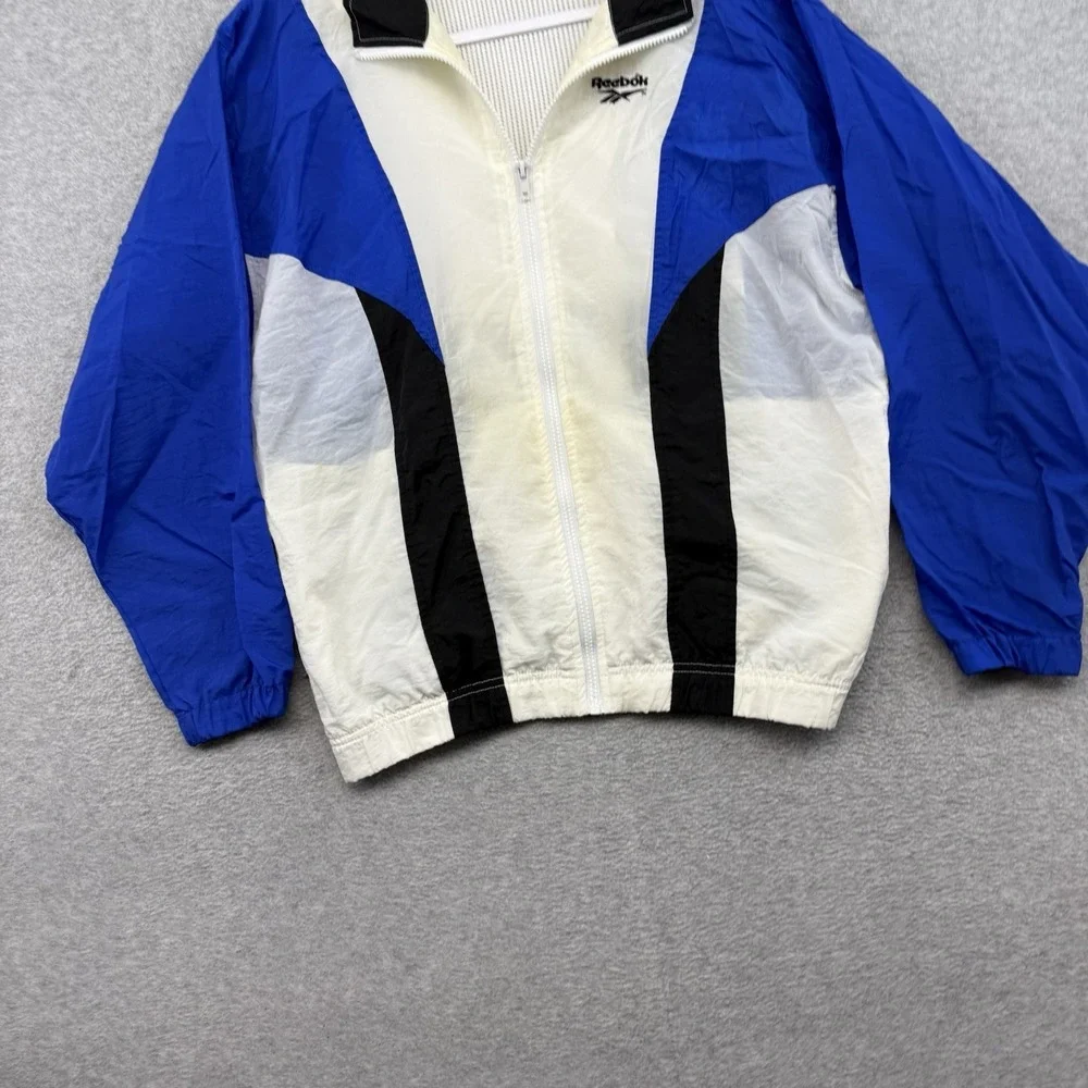 Crazy Vintage 90s Reebok Black Blue & White Nylon Windbreaker Jacket Mens M‎
